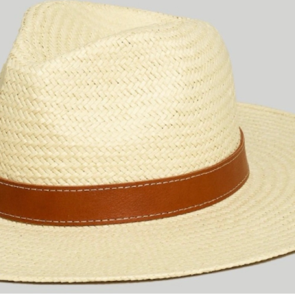 NWOT MADEWELL Wide-Brim Straw Fedora Hat- COLOR -Dried Straw - Picture 2 of 3